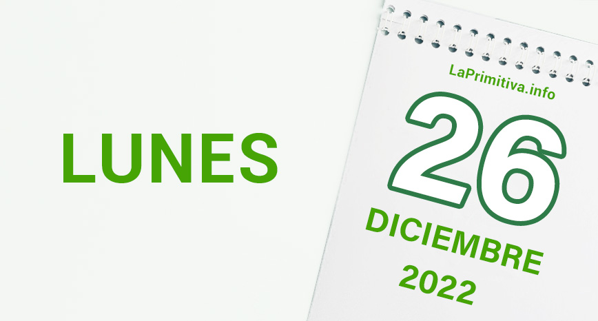 Datos del sorteo de La Primitiva del lunes, 26 de diciembre de 2022.